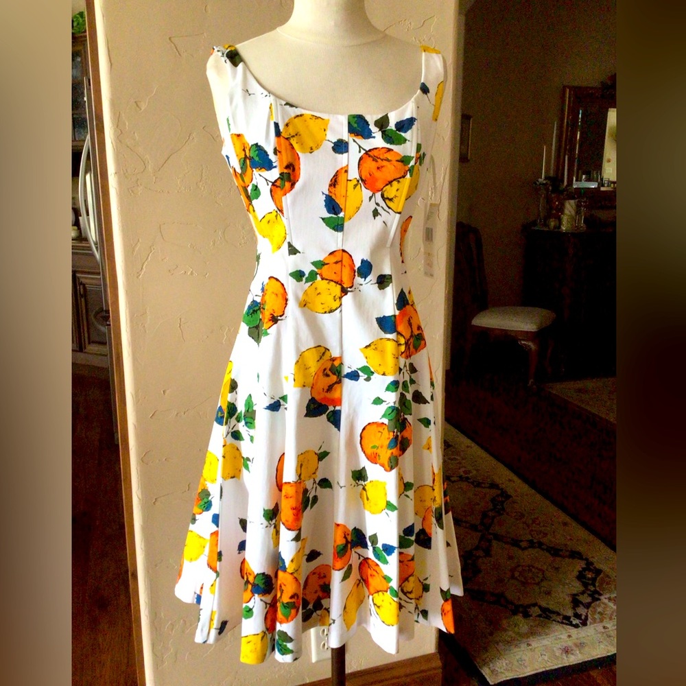 NWT Nine West Fit-n-Flare Citrus Dress